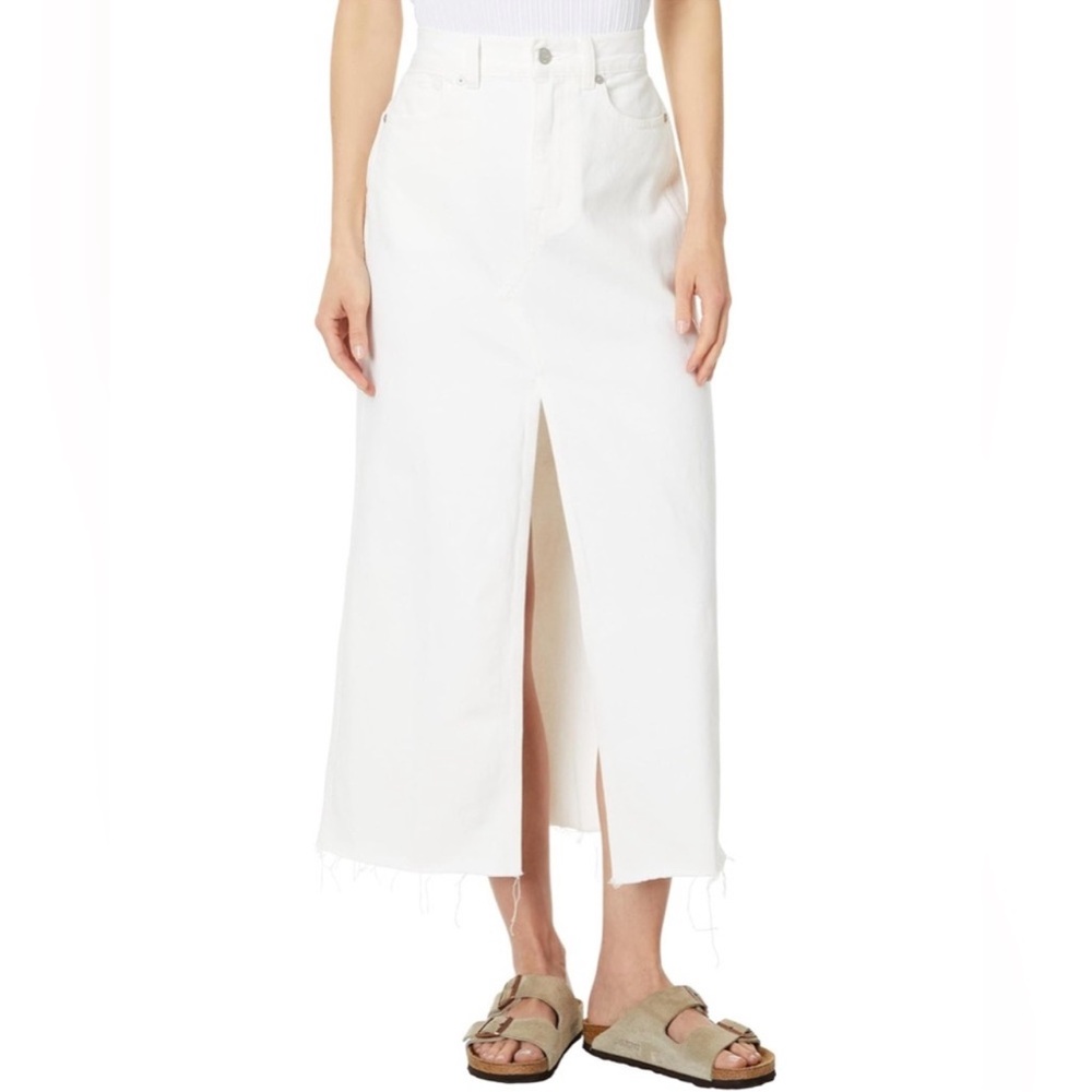 Madewell The Rilee Denim Midi Skirt In Tile White